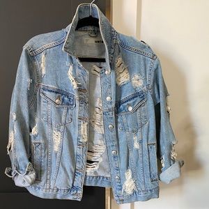 TOP SHOP distressed denim jacket size 6